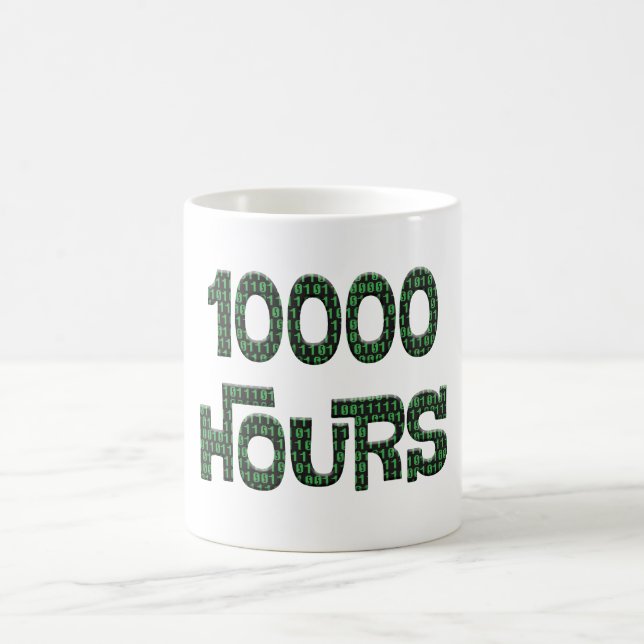10000 hours with an overlay of computer binary cod kaffemugg (Center)