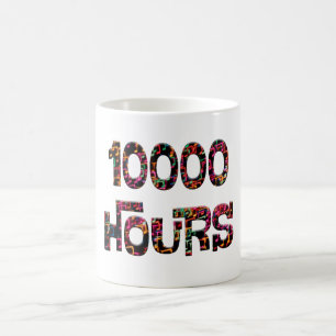 10000 timmar med en överlagring av bokeh musiknote kaffemugg