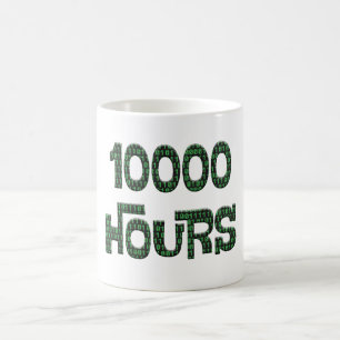 10000 timmar med en överlagring av dators binära k kaffemugg