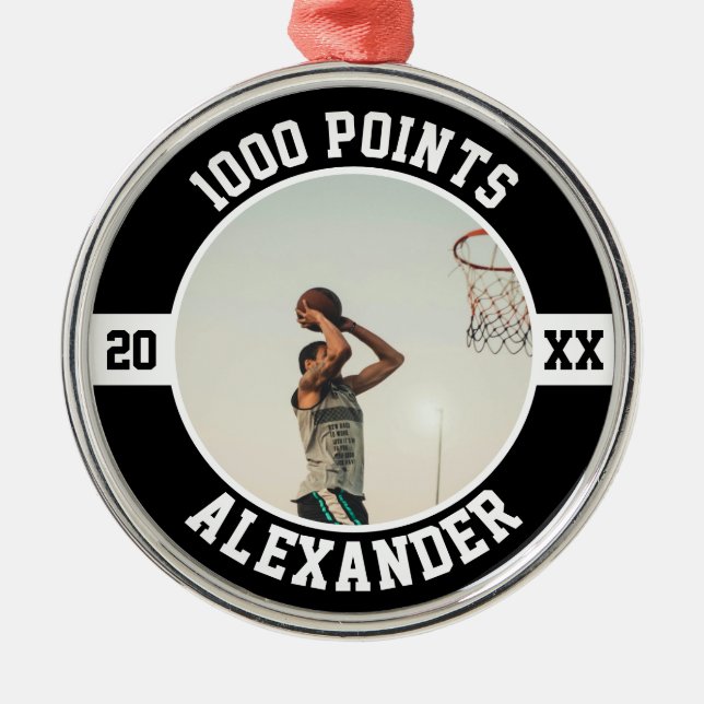 1000 Career Points Basketball Scorer Milestone Julgransprydnad Metall (Framsidan)