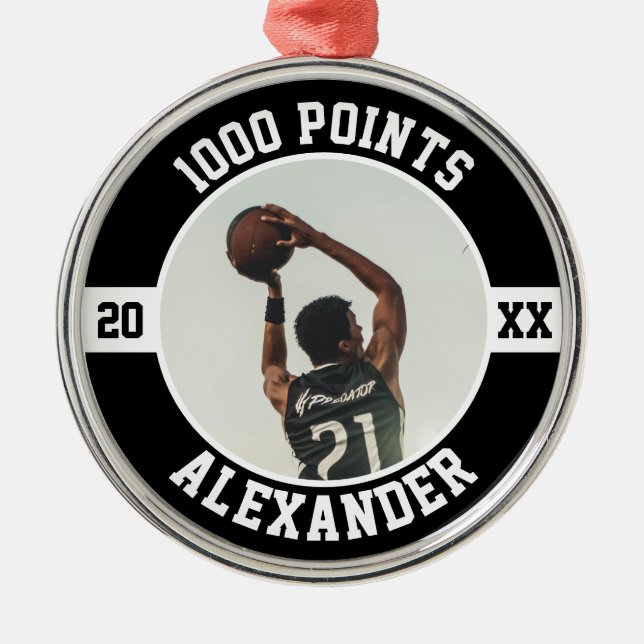 1000 Career Points Basketball Scorer Milestone Julgransprydnad Metall (Framsidan)