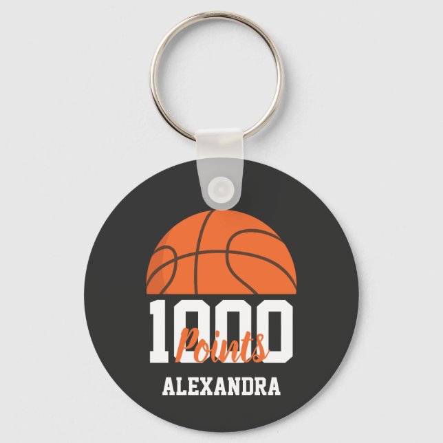 1000 Career Points Scorer Basketball Player Team Nyckelring (Framsida)