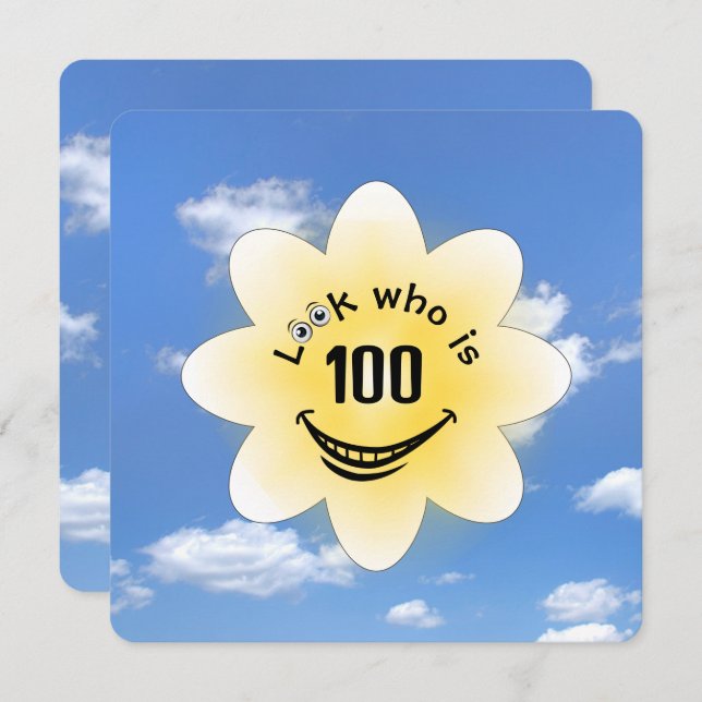 1000:e Födelsedagsfesten Sommarsoljor Inbjudningar (Fram/baksida)