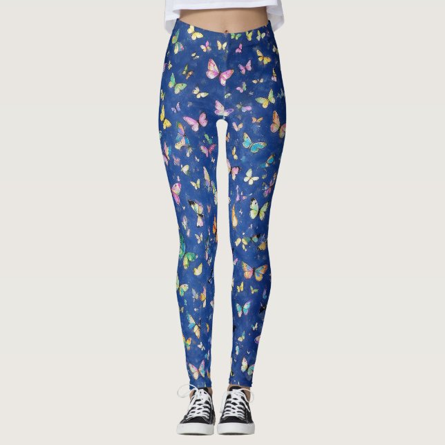 1000 Fjärilar Blå Leggings (Framsida)