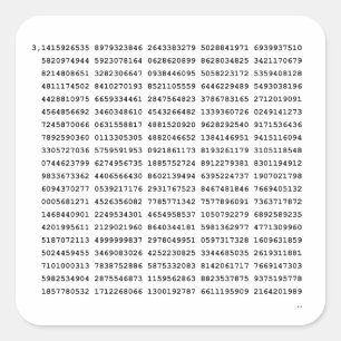1000 första siffran Pi-nummer Matematisk symbol Fyrkantigt Klistermärke