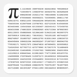 1000 första siffran Pi-nummer Matematisk symbol Fyrkantigt Klistermärke