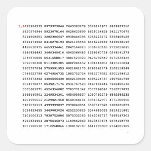 1000 första siffran Pi-nummer Matematisk symbol Fyrkantigt Klistermärke