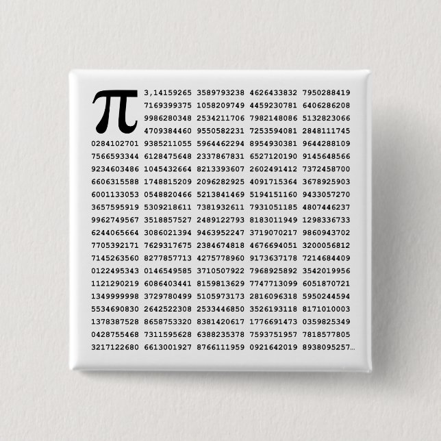 1000 första siffran Pi-nummer | Matematisk symbol Knapp (Framsida)