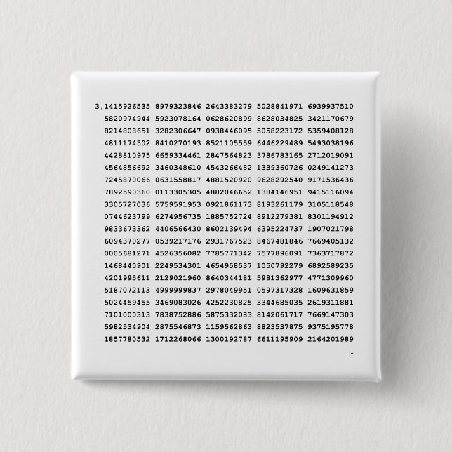 1000 första siffran Pi-nummer | Matematisk symbol Knapp (Framsida)