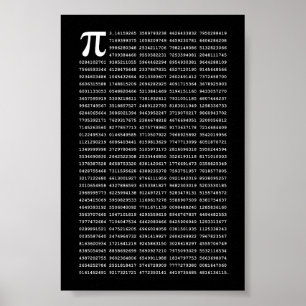 1000 första siffran Pi-nummer Matematisk symbol Poster