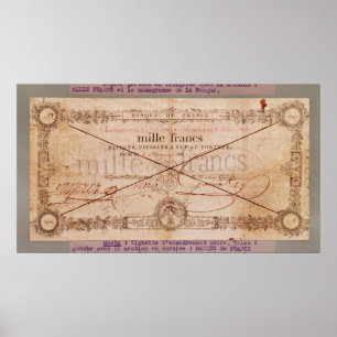 1000 Francs sedel från 8 Floreal, ett X Poster
