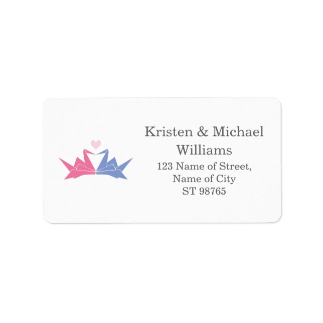 1000 Hanging Origami Papper Cranes Bröllop Adressetikett (Framsidan)
