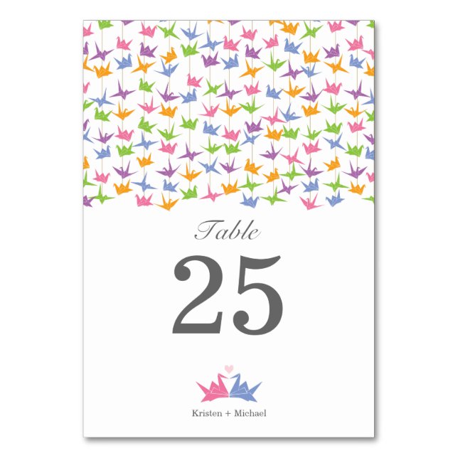 1000 Hanging Origami Papper Cranes Bröllop Bordsnummer (Framsidan)