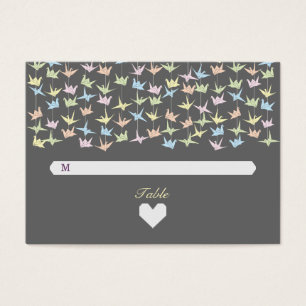 1000 Hanging Origami Papper Cranes Bröllop (Grått) Visitkort