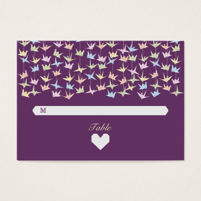 1000 Hanging Origami Papper Cranes Bröllop (Lila) Visitkort (Framsidan)