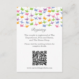 1000 Hanging Origami Papper Cranes Bröllop Tilläggskort