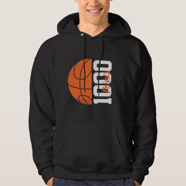 1000 karriärpoäng basketbollspelare herrlag hoodie (Framsida)