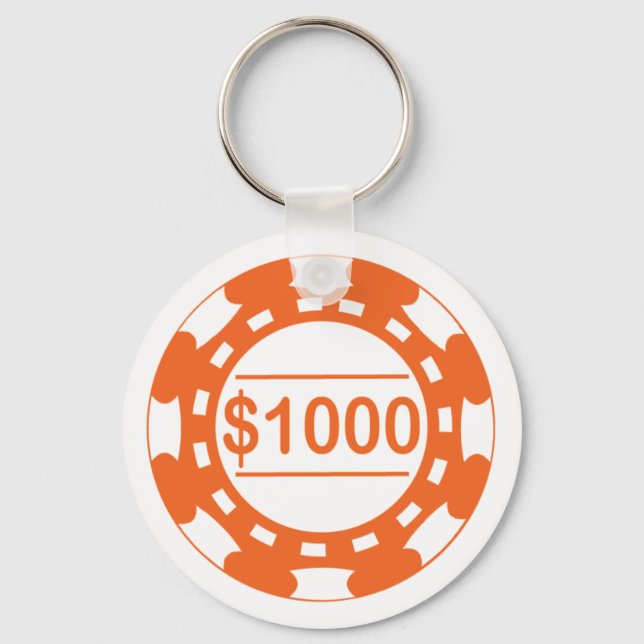 1000-krets för Casino Chip-Orange Nyckelring (Framsida)