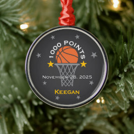1000 Poängs Basketbollmilstolpe Anpassad Julgransprydnad Metall