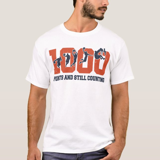 1000 poängs basketbollsspelare högstadiet t shirt (Framsida)