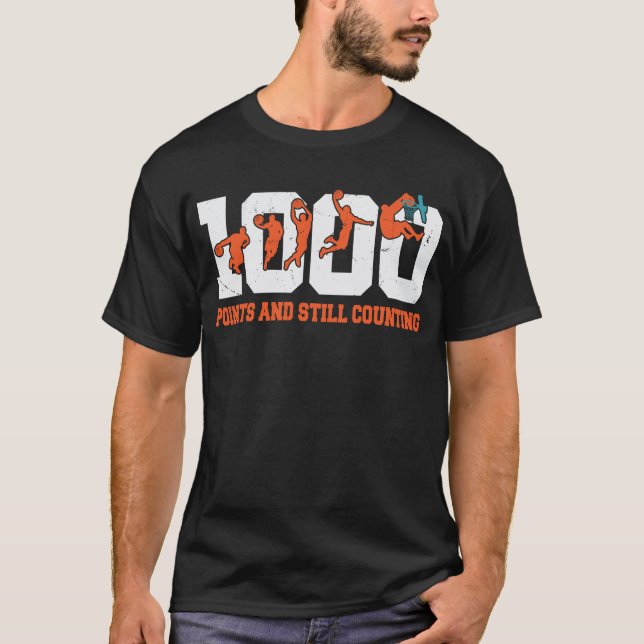 1000 poängs basketbollsspelare högstadiet t shirt (Framsida)