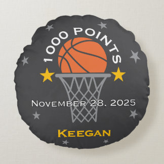 1000 Points Basketball Milestone Custom Rund Kudde