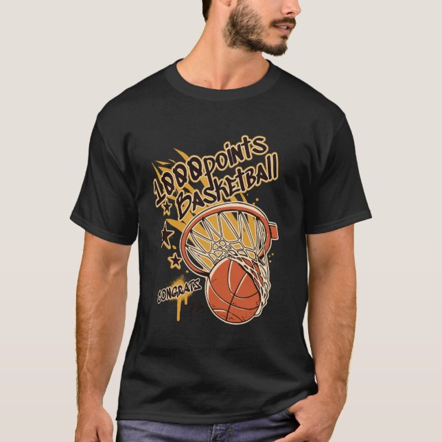 1000 Points Basketball Scorer High School Basketba T Shirt (Framsida)