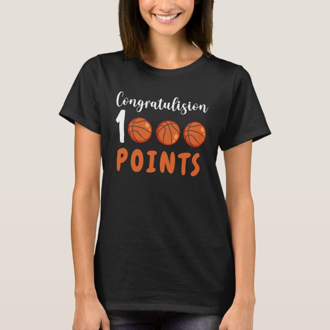 1000 Points Basketball Scorer High School Basketba T Shirt (Framsida)