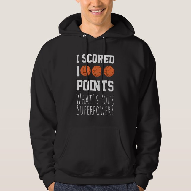1000 Points Career Milestone  Player Basketball  Hoodie (Framsida)