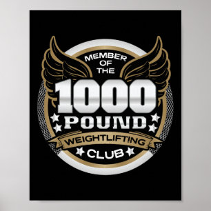 1000 Pund Tyngdlyftningsklubb Medlem Kraftlyftare Poster