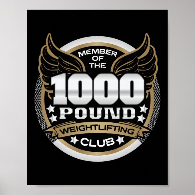 1000 Pund Tyngdlyftningsklubb Medlem Kraftlyftare  Poster (Framsidan)