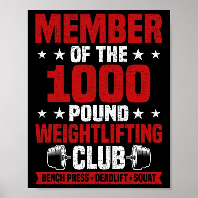 1000 pund viktlyftningsklubbens bodybuilding-träni poster (Framsidan)