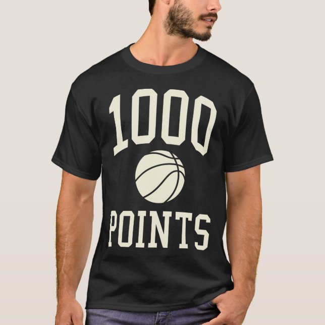 1000-punkters basketboll med högskolekatboll t shirt (Framsida)