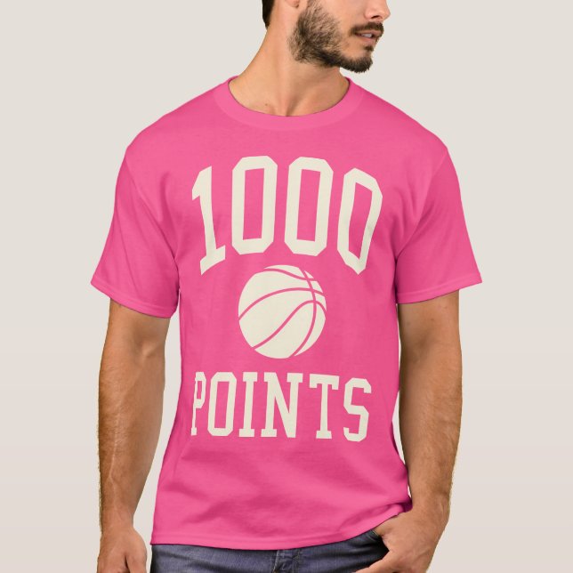 1000-punkters basketboll med högskolekatboll t shirt (Framsida)