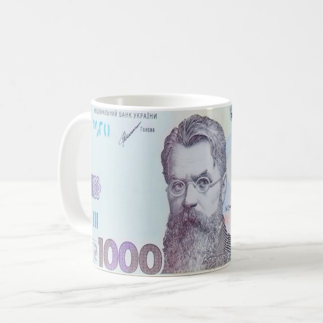 1000 ryvnia-sedel kaffemugg (Framsida vänster)