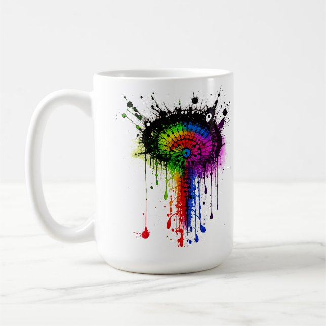 1005 Groovy Rainbow Inkblot Kaffemugg (Vänster)