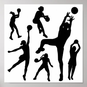 10097-netball-silhouette-vektor SPORTS NET BOLL PE Poster