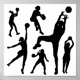 10097-netball-silhouette-vektor SPORTS NET BOLL PE Poster