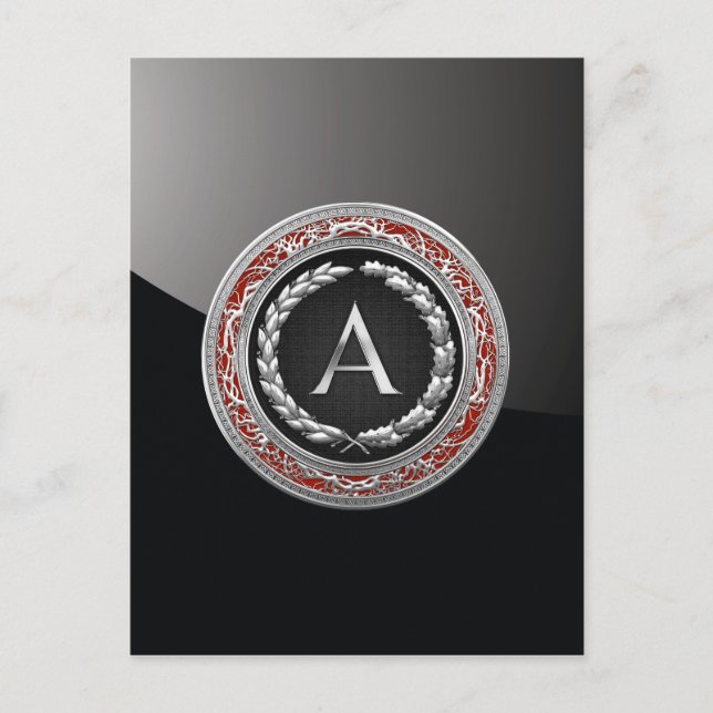 [100] "A" Silver Vintage Monogram Vykort (Framsida)