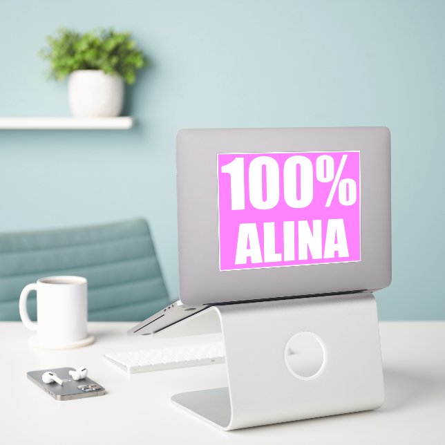 100 % Alina namn Klistermärken (Laptop På Skrivbordet)