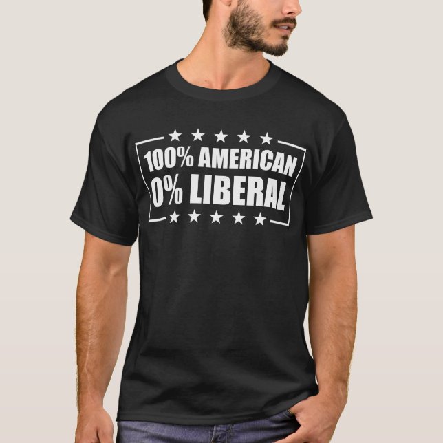 100 % amerikanskt 0 % liberalt USA flagga 0 % libe T Shirt (Framsida)