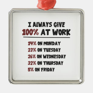 100 % ansträngning på arbetet julgransprydnad metall