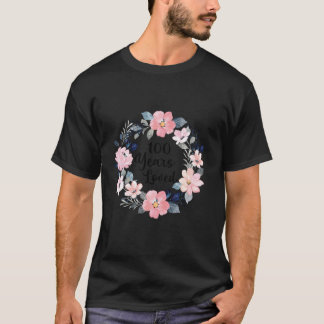 100 år älskad 100-års födelsedagsblommor 100-åring t shirt