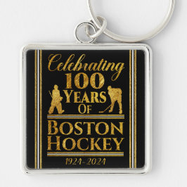 100 år av Boston Hockey Fyrkantig Silverfärgad Nyckelring