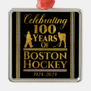 100 år av Boston Hockey Julgransprydnad Metall