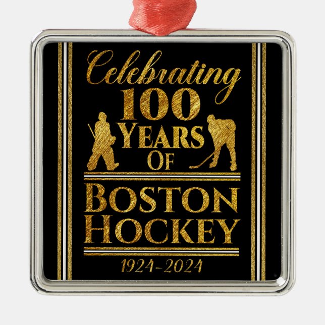 100 år av Boston Hockey Julgransprydnad Metall (Framsidan)