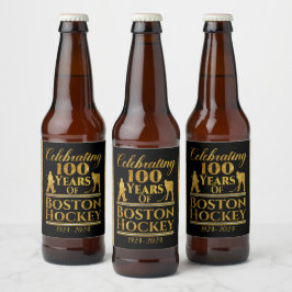 100 år av Boston Hockey Ölflaska Etikett