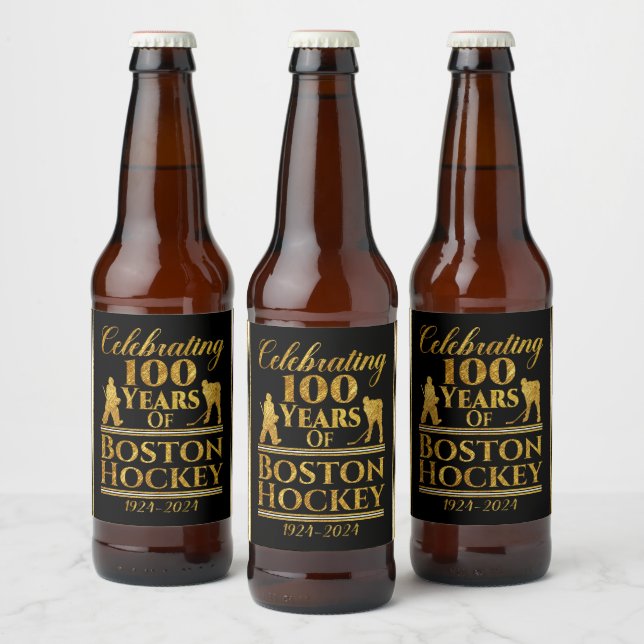 100 år av Boston Hockey Ölflaska Etikett (Flaskor)