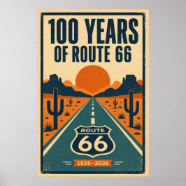 100 år av Route 66 Centennial Litho Poster