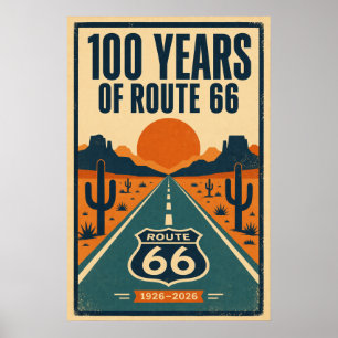 100 år av Route 66 Centennial Litho Poster